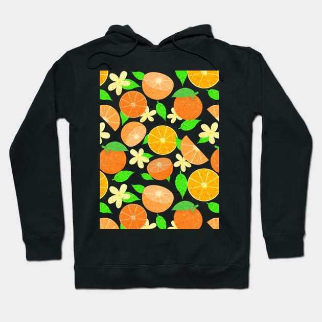 Orange fruit pattern - black background Hoodie by Juliana Costa